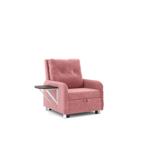 Single Seater Sofa Cum Bed in Grapefruit Pink Fabric - Stylish and Functional Furniture for Compact Spaces